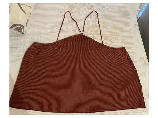 Autre Marque Braunes Rippstrick-Camisole-Top - Ansicht 3
