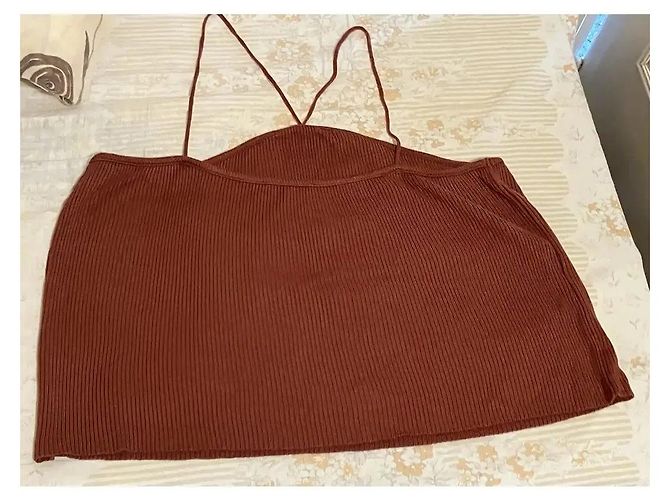 Autre Marque Braunes Rippstrick-Camisole-Top - Ansicht 5