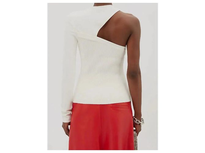 Autre Marque Gauge81 Evening One-Shoulder Stricktop - Elfenbein Weiß - Ansicht 3