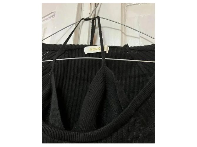 Autre Marque Monique Schwarzes geripptes Strickoberteil Neckholder - Ansicht 5