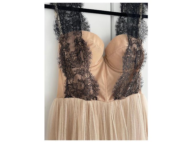 Autre Marque Maria Lucia Hohan Vestido de Tule e Renda Bege Preto - vista 10
