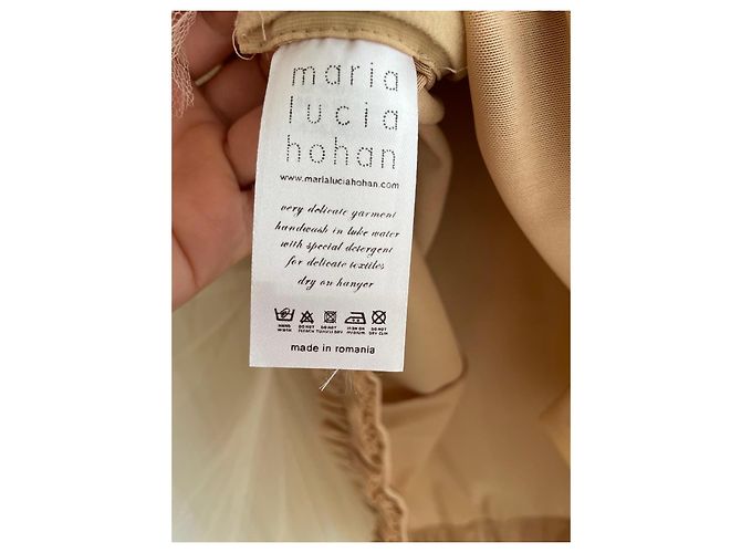 Autre Marque Maria Lucia Hohan Vestido de Tule e Renda Bege Preto - vista 4