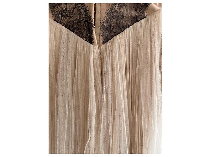 Autre Marque Maria Lucia Hohan Vestido de Tule e Renda Bege Preto - vista 5