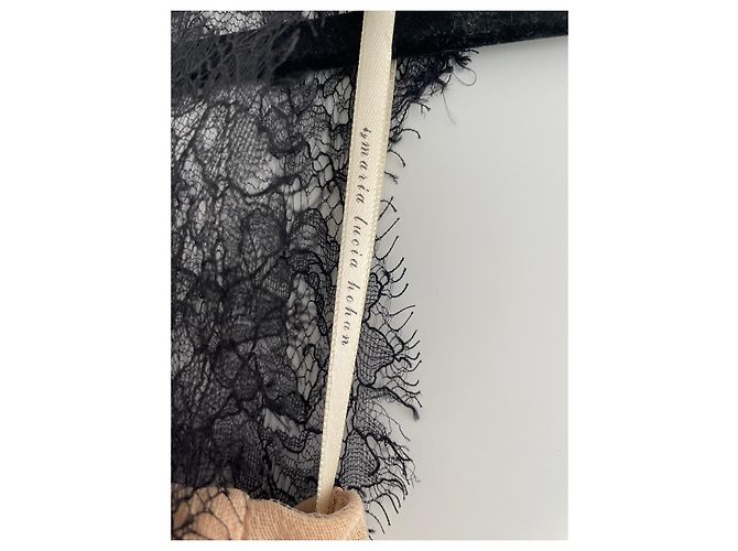 Autre Marque Maria Lucia Hohan Vestido de Tule e Renda Bege Preto - vista 6