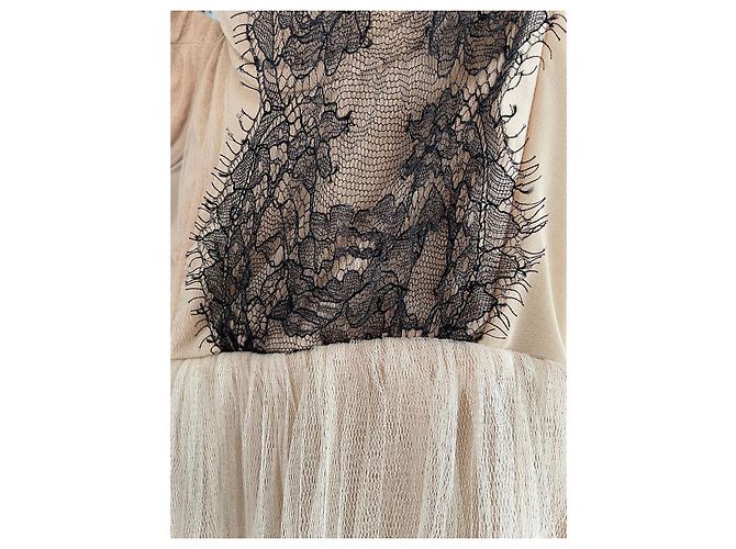 Autre Marque Maria Lucia Hohan Vestido de Tule e Renda Bege Preto - vista 8