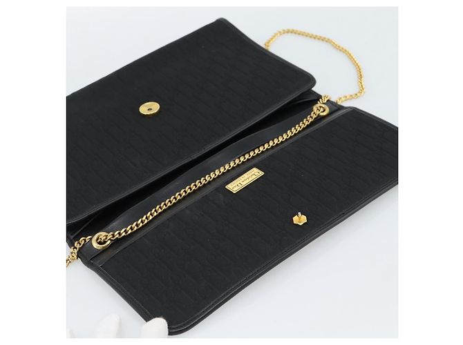 Borsa a tracolla con catena in tela Christian Dior Trotter Black Gold Auth 184194 Nero D'oro - vista 10