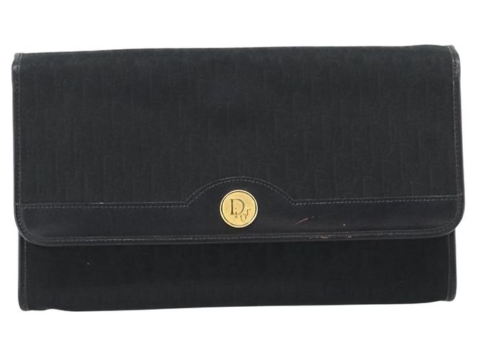 Borsa a tracolla con catena in tela Christian Dior Trotter Black Gold Auth 184194 Nero D'oro - vista 13