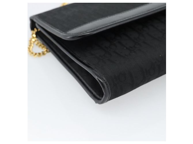 Borsa a tracolla con catena in tela Christian Dior Trotter Black Gold Auth 184194 Nero D'oro - vista 14