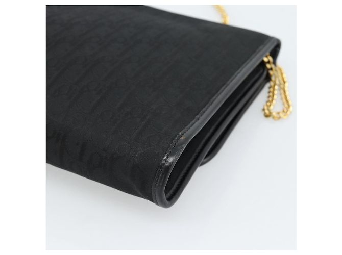Borsa a tracolla con catena in tela Christian Dior Trotter Black Gold Auth 184194 Nero D'oro - vista 15