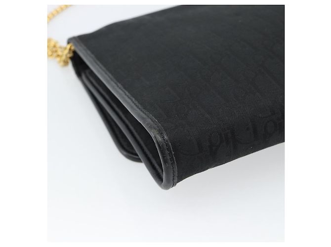 Borsa a tracolla con catena in tela Christian Dior Trotter Black Gold Auth 184194 Nero D'oro - vista 16
