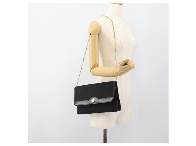 Borsa a tracolla con catena in tela Christian Dior Trotter Black Gold Auth 184194 Nero D'oro - vista 20