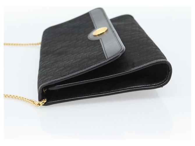 Borsa a tracolla con catena in tela Christian Dior Trotter Black Gold Auth 184194 Nero D'oro - vista 3