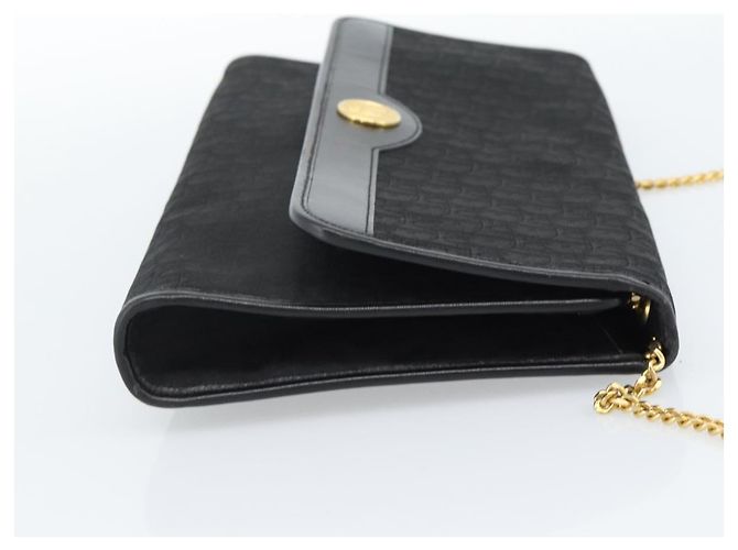 Borsa a tracolla con catena in tela Christian Dior Trotter Black Gold Auth 184194 Nero D'oro - vista 4