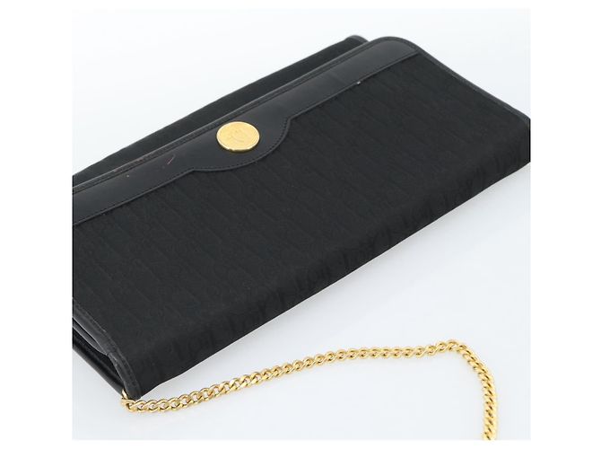 Borsa a tracolla con catena in tela Christian Dior Trotter Black Gold Auth 184194 Nero D'oro - vista 6