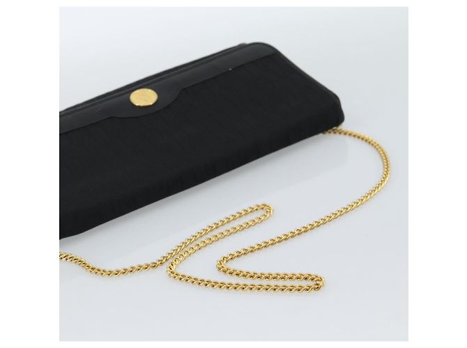 Borsa a tracolla con catena in tela Christian Dior Trotter Black Gold Auth 184194 Nero D'oro - vista 7