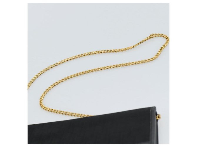 Borsa a tracolla con catena in tela Christian Dior Trotter Black Gold Auth 184194 Nero D'oro - vista 8