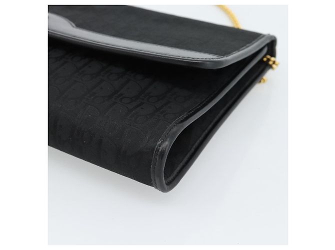 Borsa a tracolla con catena in tela Christian Dior Trotter Black Gold Auth 184194 Nero D'oro - vista 9