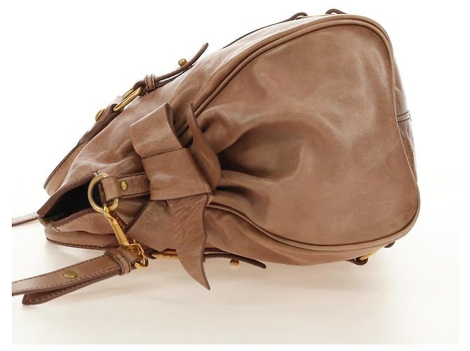 Borsa Miu Miu in pelle 2 modi Beige Oro Auth 182623SAM D'oro - vista 3
