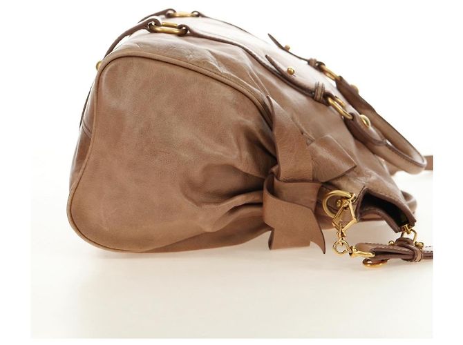 Borsa Miu Miu in pelle 2 modi Beige Oro Auth 182623SAM D'oro - vista 4