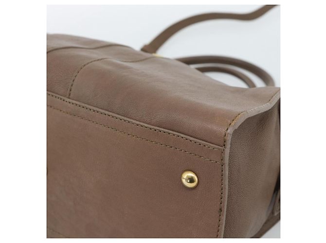 SAINT LAURENT Cavas chic Hand Bag Leather 2way Brown Gold 297957 Auth 183202A Marrone D'oro - vista 10