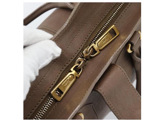 SAINT LAURENT Cavas chic Hand Bag Leather 2way Brown Gold 297957 Auth 183202A Marrone D'oro - vista 18