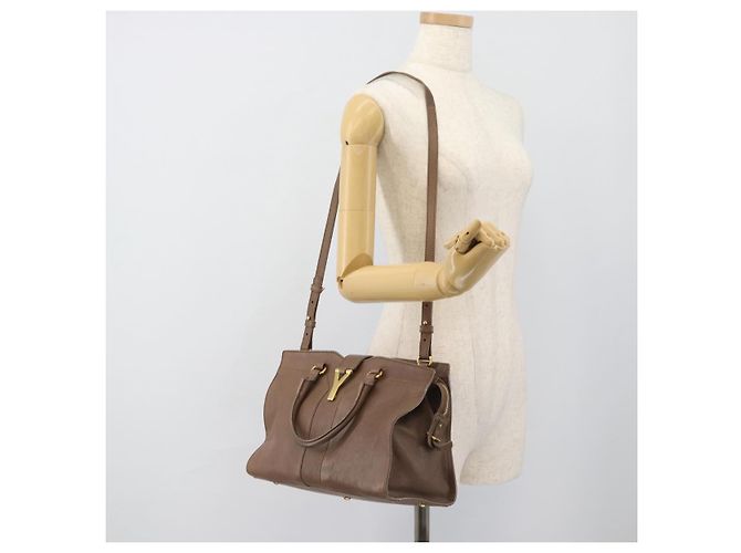 SAINT LAURENT Cavas chic Hand Bag Leather 2way Brown Gold 297957 Auth 183202A Marrone D'oro - vista 24