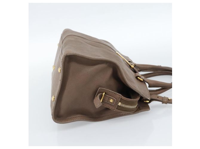 SAINT LAURENT Cavas chic Hand Bag Leather 2way Brown Gold 297957 Auth 183202A Marrone D'oro - vista 4