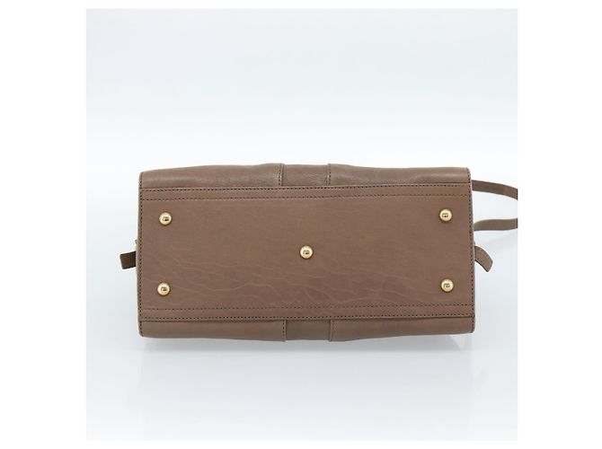 SAINT LAURENT Cavas chic Hand Bag Leather 2way Brown Gold 297957 Auth 183202A Marrone D'oro - vista 5