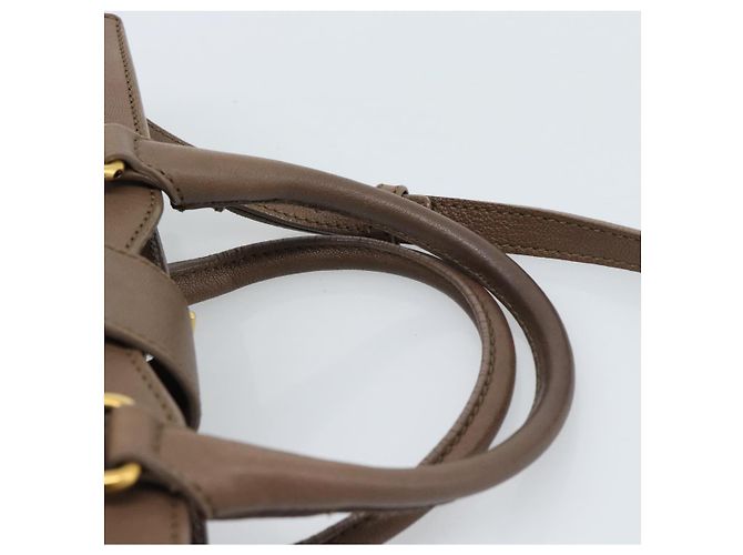 SAINT LAURENT Cavas chic Hand Bag Leather 2way Brown Gold 297957 Auth 183202A Marrone D'oro - vista 8