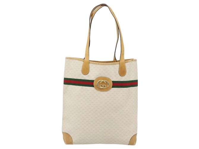 GUCCI Micro GG Supreme Web Sherry Line Tasche PVC Weiß 002 904 0131 Auth 182124 Rot Golden - Ansicht 13