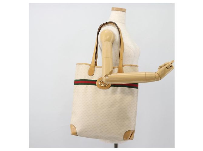 GUCCI Micro GG Supreme Web Sherry Line Tasche PVC Weiß 002 904 0131 Auth 182124 Rot Golden - Ansicht 19
