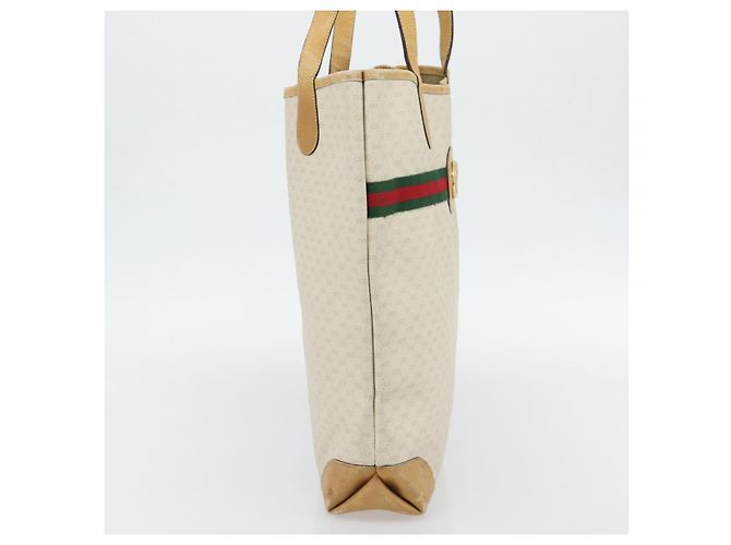 GUCCI Micro GG Supreme Web Sherry Line Tasche PVC Weiß 002 904 0131 Auth 182124 Rot Golden - Ansicht 3