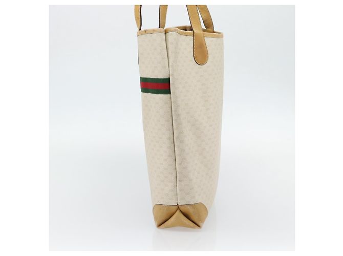 GUCCI Micro GG Supreme Web Sherry Line Tasche PVC Weiß 002 904 0131 Auth 182124 Rot Golden - Ansicht 4