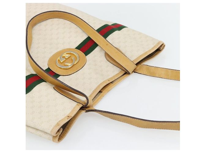 GUCCI Micro GG Supreme Web Sherry Line Tasche PVC Weiß 002 904 0131 Auth 182124 Rot Golden - Ansicht 6
