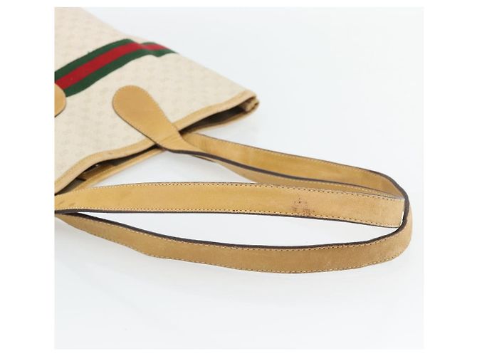 GUCCI Micro GG Supreme Web Sherry Line Tasche PVC Weiß 002 904 0131 Auth 182124 Rot Golden - Ansicht 7
