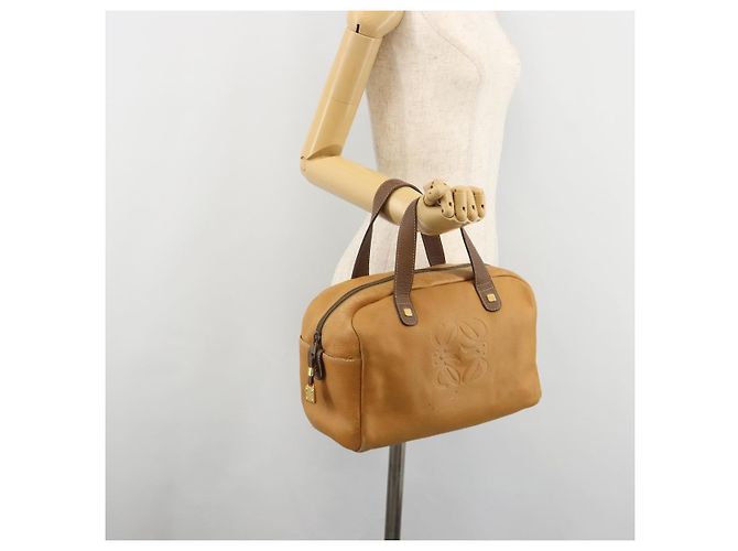 Borsa LOEWE Anagram in pelle marrone oro Auth 182145 D'oro - vista 20
