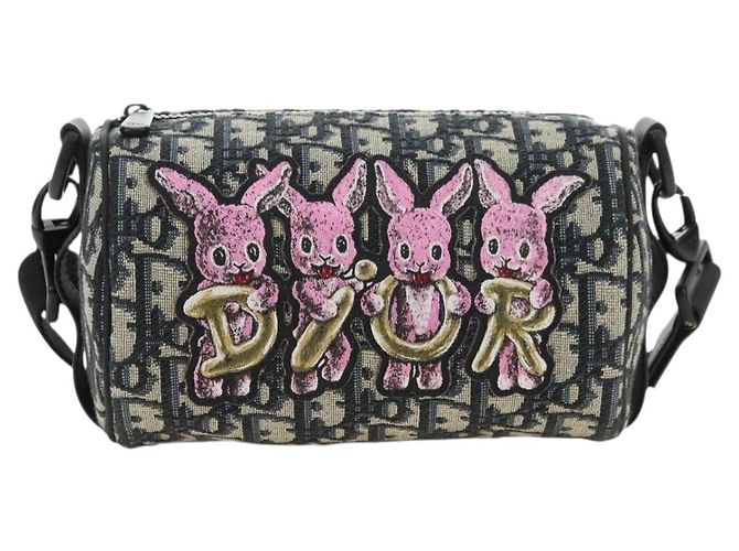 Mini trolley Christian Dior Trotter Canvas Oblique Rabbit Navy Auth 182307SAM Blu navy - vista 13