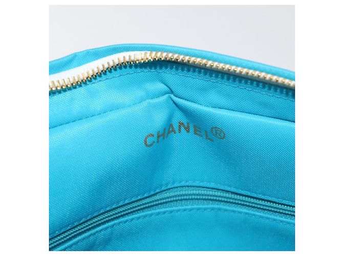 CHANEL Matelasse Chain Shoulder Bag Nylon Blue Gold CC Auth 181801SV D'oro - vista 20
