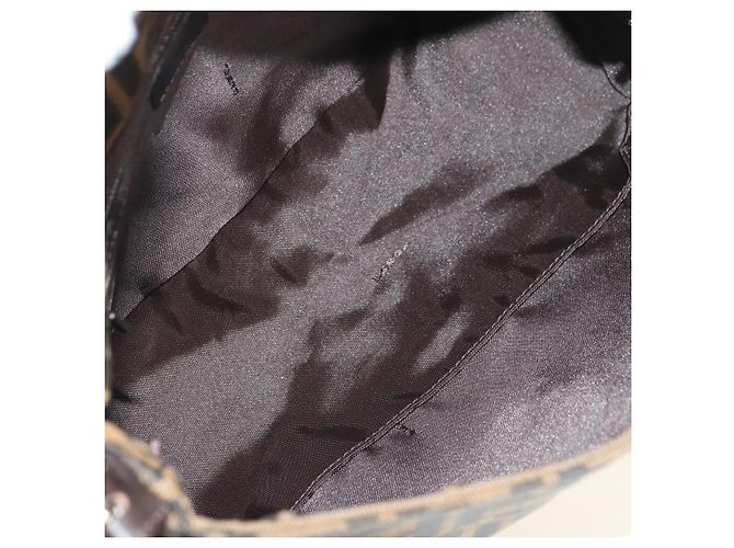 FENDI Zucca Canvas Mamma Baguette Borsa a Spalla Nero Marrone Auth 182589V - vista 11
