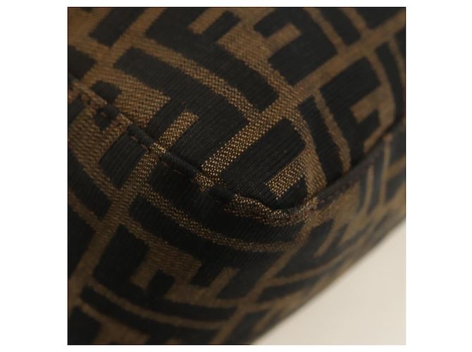 FENDI Zucca Canvas Mamma Baguette Borsa a Spalla Nero Marrone Auth 182589V - vista 17