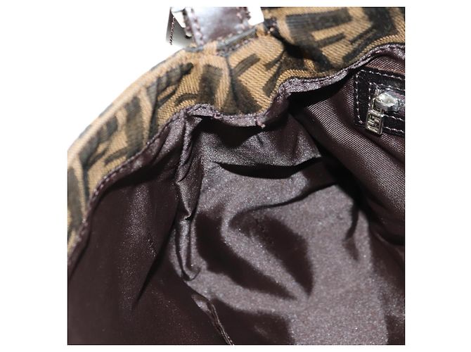 FENDI Zucca Canvas Mamma Baguette Borsa a Spalla Nero Marrone Auth 182589V - vista 23
