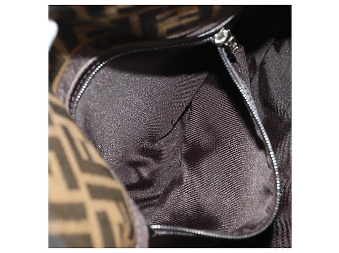 FENDI Zucca Canvas Mamma Baguette Borsa a Spalla Nero Marrone Auth 182589V - vista 25