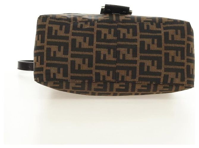 FENDI Zucca Canvas Mamma Baguette Borsa a Spalla Nero Marrone Auth 182589V - vista 5