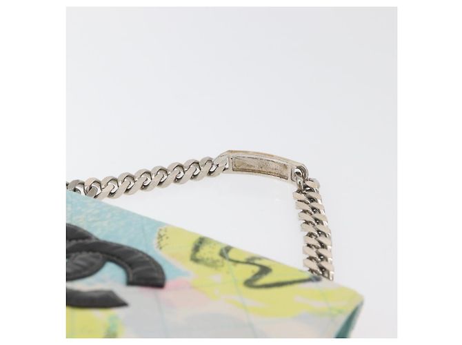 CHANEL Matelasse Chain Shoulder Bag Cotton Multicolor Silver CC Auth 182692SAV Argento Multicolore - vista 14