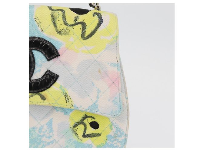 CHANEL Matelasse Chain Shoulder Bag Cotton Multicolor Silver CC Auth 182692SAV Argento Multicolore - vista 2