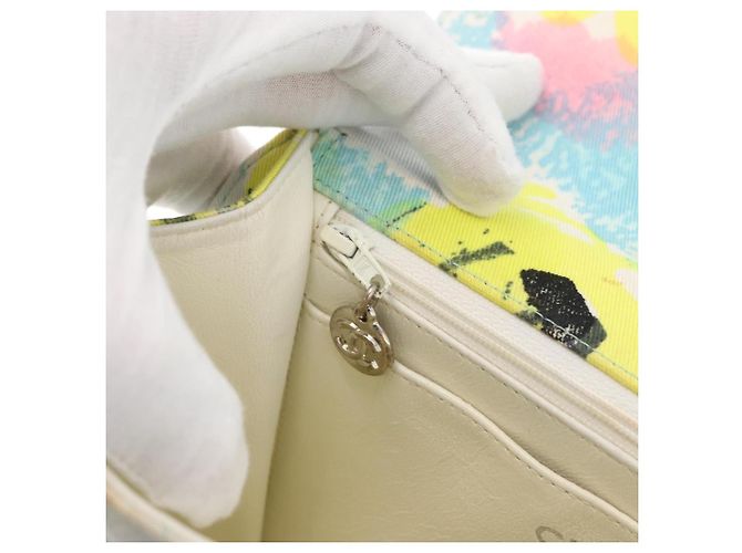 CHANEL Matelasse Chain Shoulder Bag Cotton Multicolor Silver CC Auth 182692SAV Argento Multicolore - vista 24