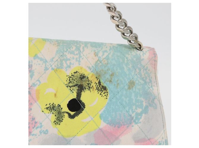 CHANEL Matelasse Chain Shoulder Bag Cotton Multicolor Silver CC Auth 182692SAV Argento Multicolore - vista 4