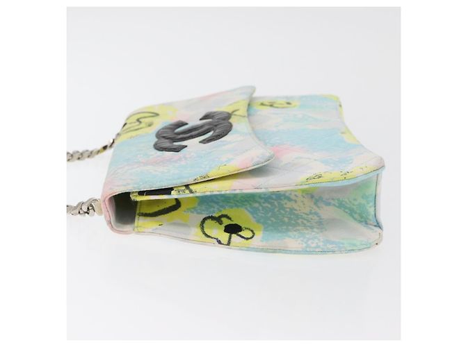 CHANEL Matelasse Chain Shoulder Bag Cotton Multicolor Silver CC Auth 182692SAV Argento Multicolore - vista 6