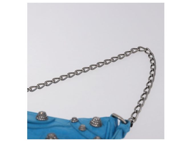 BALENCIAGA Borsa Mini Chain Lucagol in Pelle 2way Blu Argento 695814 Auth 183060M - vista 14