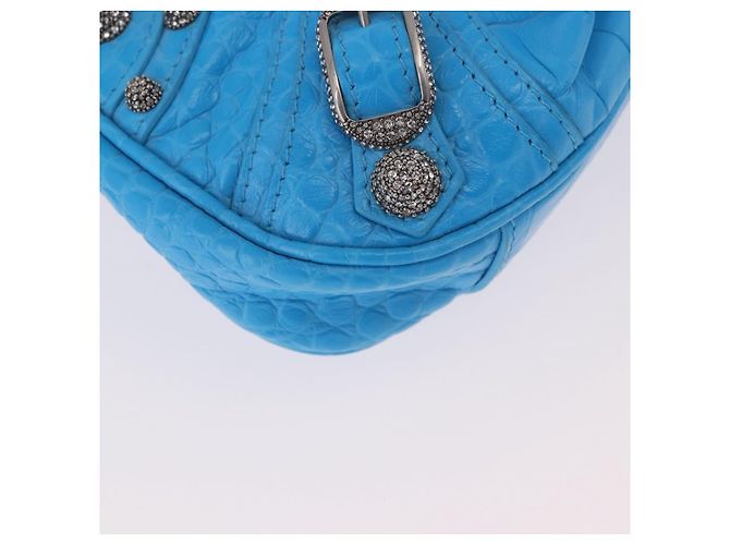 BALENCIAGA Borsa Mini Chain Lucagol in Pelle 2way Blu Argento 695814 Auth 183060M - vista 16